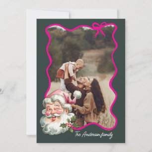 Cartes Pour Fêtes Annuelles Joyeux rose Noël Père Noël retro Photo