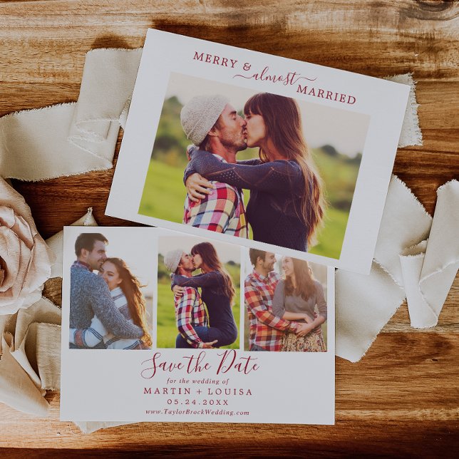 Cartes Pour Fêtes Annuelles Joyeux rouge minimal Presque marié HZ Enregistrer  (Créateur téléchargé)