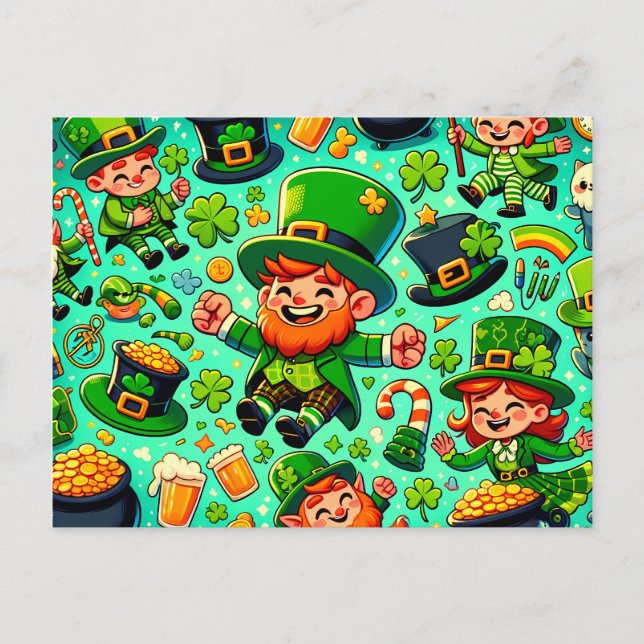 Cartes Pour Fêtes Annuelles Joyeux Saint Patrick's Day Leprechaun (Devant)