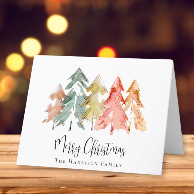 Cartes Pour Fêtes Annuelles Joyeux sapin de Noël Aquarelle (Créateur téléchargé)