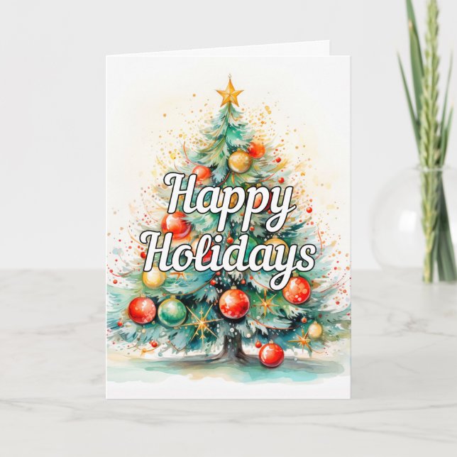 Cartes Pour Fêtes Annuelles Joyeux sapin de Noël décoratif festif (Devant)
