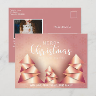 Cartes Pour Fêtes Annuelles Joyeux sapin de Noël Dusty rose Photo de la famill