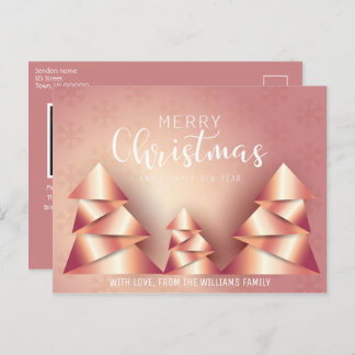Cartes Pour Fêtes Annuelles Joyeux sapin de Noël Dusty rose Photo de la famill