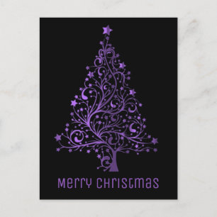 Cartes Pour Fêtes Annuelles Joyeux sapin de Noël noir pourpre apparence métall