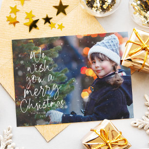 Cartes Pour Fêtes Annuelles Joyeux sapin de Noël une photo mignonne type rouge