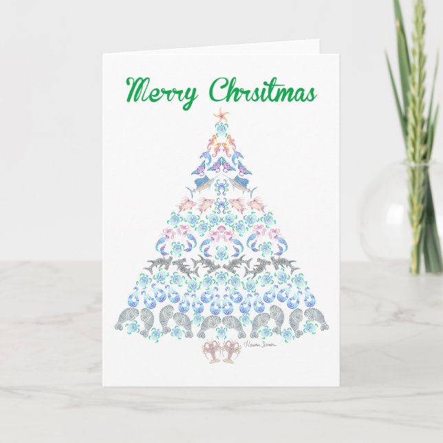 Cartes Pour Fêtes Annuelles Joyeux sapin marin de Noël (Devant)