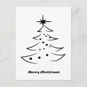 Cartes Pour Fêtes Annuelles Joyeux sapin noir et blanc avec étoile