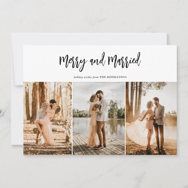 Cartes Pour Fêtes Annuelles Joyeux script de Noël Couple photo (Devant)