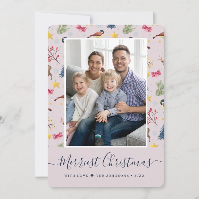 Cartes Pour Fêtes Annuelles Joyeux script de Noël Motif photo (Devant)