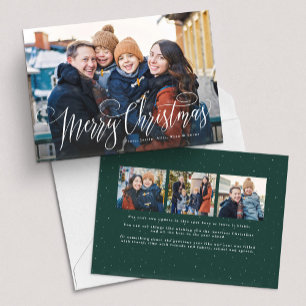 Cartes Pour Fêtes Annuelles Joyeux script de Noël simple vert quatre photo