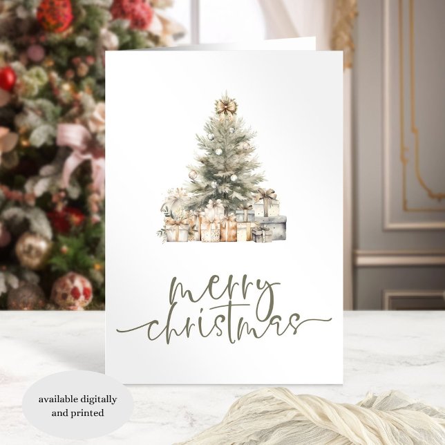 Cartes Pour Fêtes Annuelles Joyeux script de sage d'arbre de Noël plié (Créateur téléchargé)