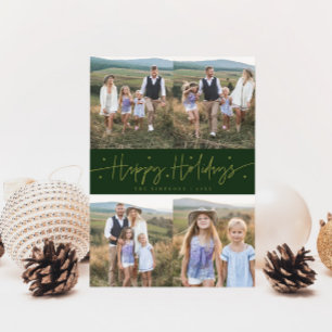 Cartes Pour Fêtes Annuelles Joyeux Script de vacances vert Multi Photo