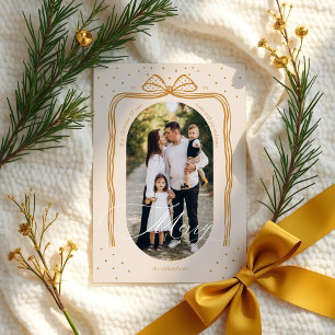 Cartes Pour Fêtes Annuelles Joyeux Script Élégant Chic Noël Bow Arch Photo