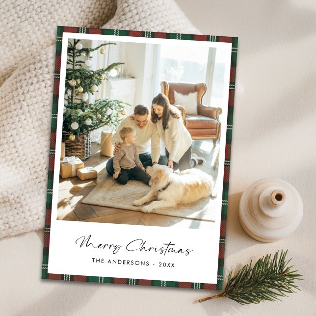 Cartes Pour Fêtes Annuelles Joyeux script Joyeux Noël Photo de famille (Créateur téléchargé)