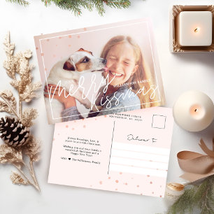 Cartes Pour Fêtes Annuelles Joyeux script Kissmas Photo chic et design