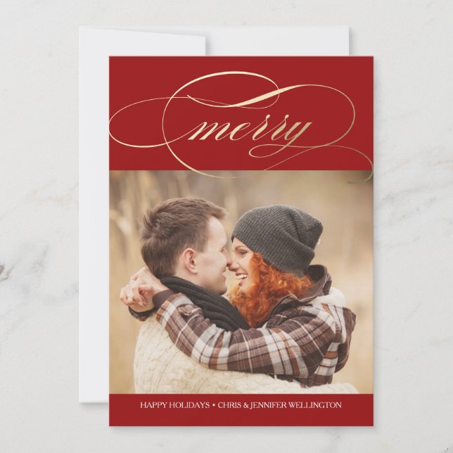 Cartes Pour Fêtes Annuelles Joyeux script photo (Devant)