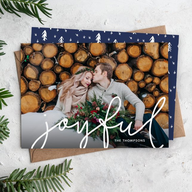 Cartes Pour Fêtes Annuelles Joyeux Script Photo Overlay (Créateur téléchargé)
