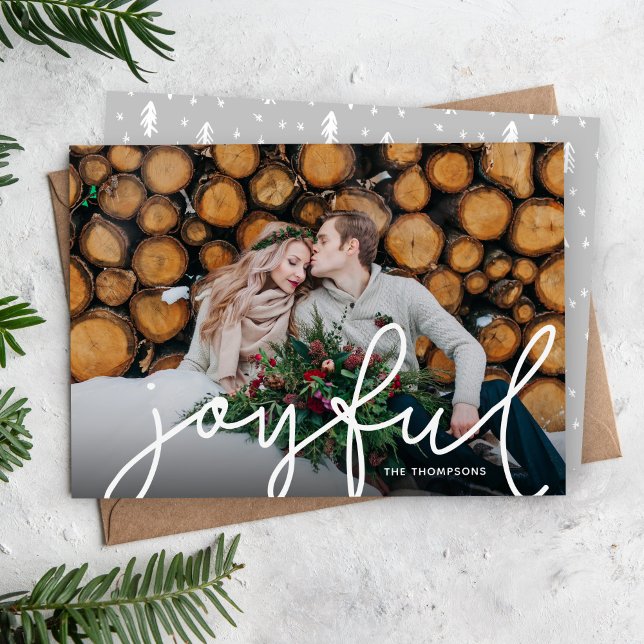 Cartes Pour Fêtes Annuelles Joyeux Script Photo Overlay (Créateur téléchargé)