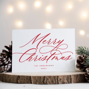 Cartes Pour Fêtes Annuelles Joyeux script rouge Noël
