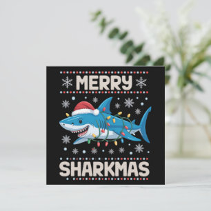 Cartes Pour Fêtes Annuelles Joyeux Sharkmas Santa Guirlandes de Noël Laides No