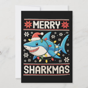 Cartes Pour Fêtes Annuelles Joyeux Sharkmas Shark Noël Lumières de Noël dégueu