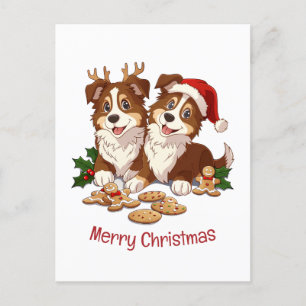 Cartes Pour Fêtes Annuelles Joyeux Sheepdogs de Noël Shetland