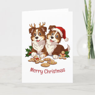 Cartes Pour Fêtes Annuelles Joyeux Sheepdogs de Noël Shetland