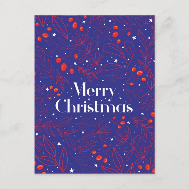 Cartes Pour Fêtes Annuelles Joyeux Shinny Elégant Royal Blue Christmas Card (Devant)