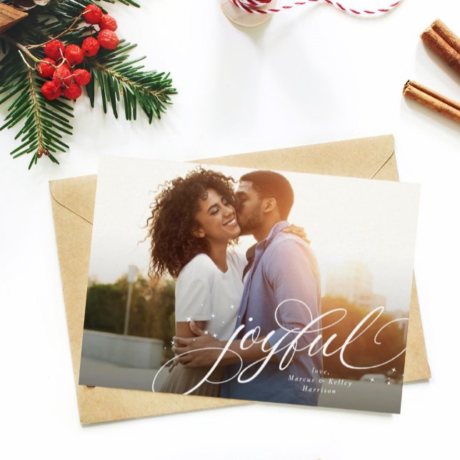 Cartes Pour Fêtes Annuelles Joyeux simple une photo rouge Noël (Créateur téléchargé)