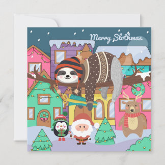 Cartes Pour Fêtes Annuelles Joyeux Slothmas