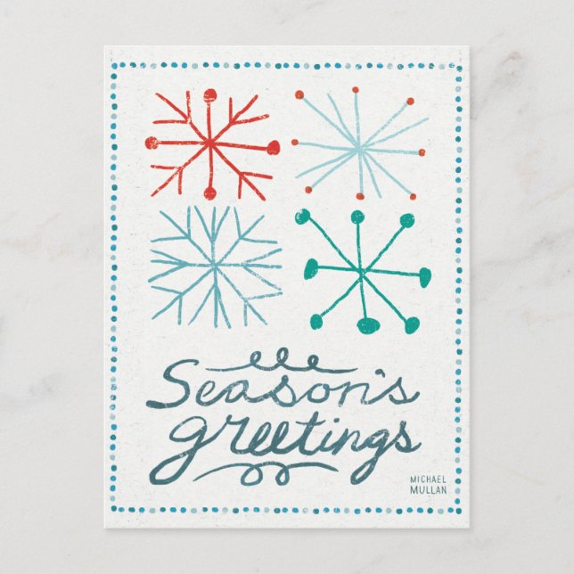 Cartes Pour Fêtes Annuelles Joyeux Snowflakes Noël (Devant)