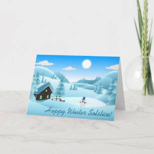 Cartes Pour Fêtes Annuelles Joyeux Solstice d'hiver ! Bonhomme de neige