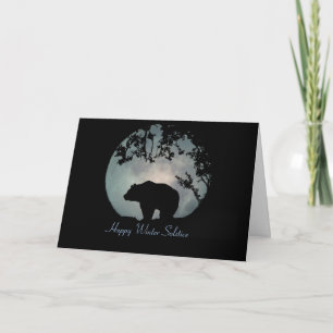 Cartes Pour Fêtes Annuelles Joyeux solstice d'hiver Ours et Lune