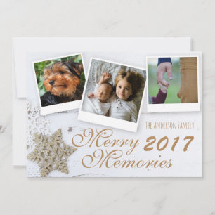 Cartes Pour Fêtes Annuelles Joyeux souvenirs 3 Photo de famille Snowflakes rus
