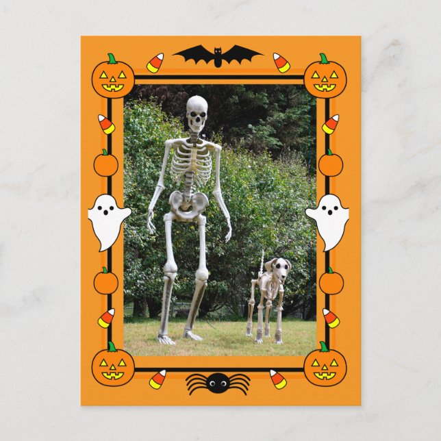 Cartes Pour Fêtes Annuelles Joyeux squelette d'Halloween (Devant)