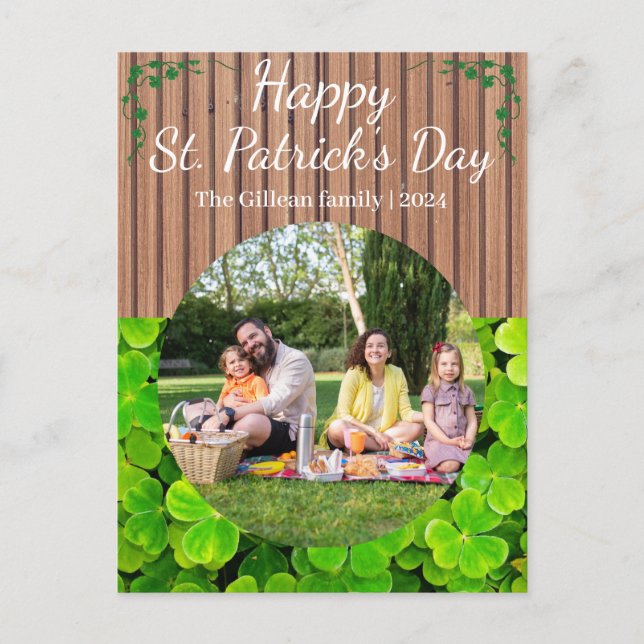 Cartes Pour Fêtes Annuelles Joyeux St. patrick jour famille Shamrock une photo (Devant)