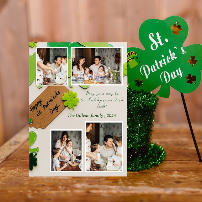 Cartes Pour Fêtes Annuelles Joyeux St. patrick jour photo de famille Shamrock (Créateur téléchargé)