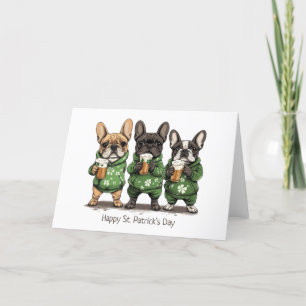 Cartes Pour Fêtes Annuelles Joyeux St. Patrick's Day Bouledogues Français