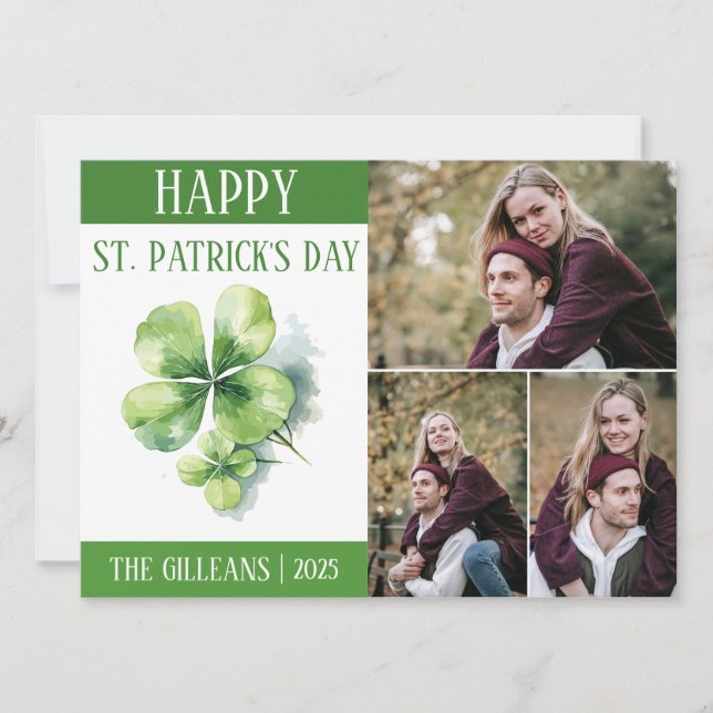 Cartes Pour Fêtes Annuelles Joyeux St. patrick's day Famille Shamrock 3 photo (Devant)