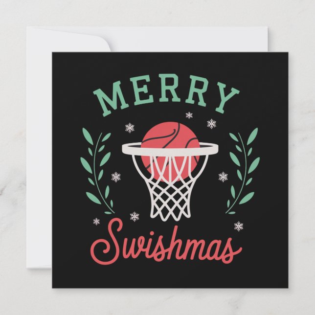 Cartes Pour Fêtes Annuelles Joyeux Swishmas Basketball Noël Sports Xmas  (Devant)