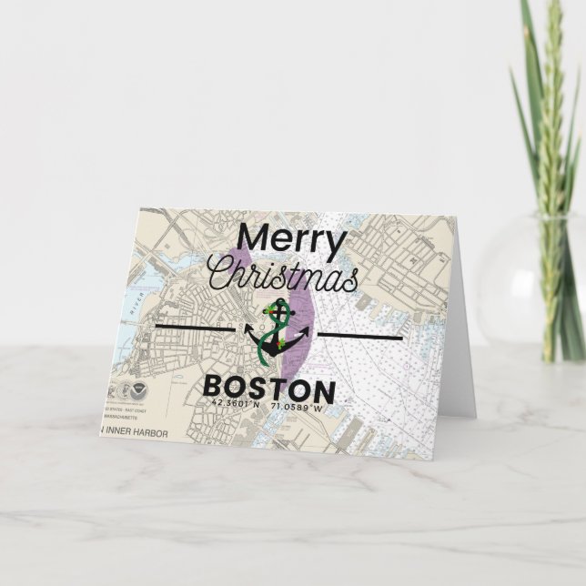 Cartes Pour Fêtes Annuelles Joyeux tableau de Noël - Boston (Devant)