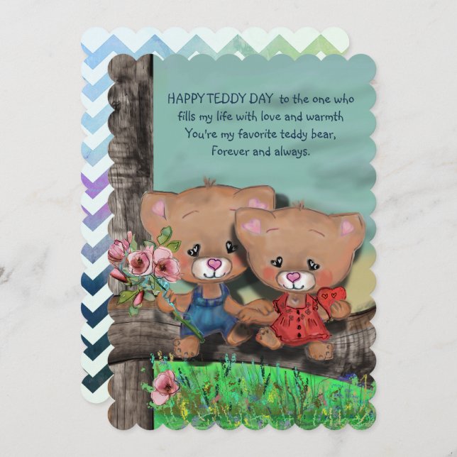 Cartes Pour Fêtes Annuelles Joyeux Teddy Day (Devant / Derrière)