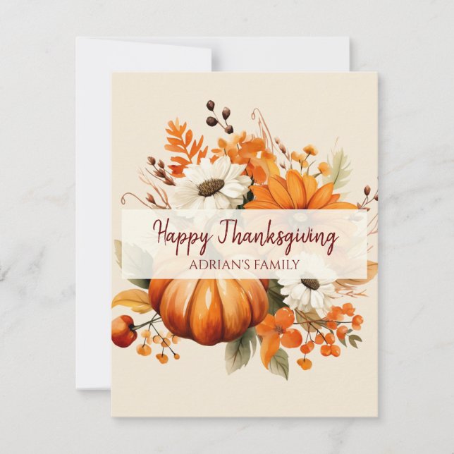 Cartes Pour Fêtes Annuelles Joyeux thanksgiving (Devant)