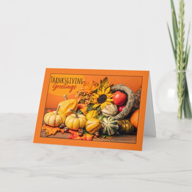 Cartes Pour Fêtes Annuelles Joyeux Thanksgiving à tous Belle Corne d'abondance (Devant)