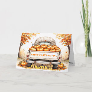 Cartes Pour Fêtes Annuelles Joyeux Thanksgiving Aquarelle Camion Blanc