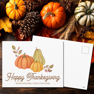 Cartes Pour Fêtes Annuelles Joyeux Thanksgiving Aquarelle Citrouilles Personna