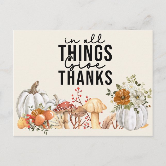 Cartes Pour Fêtes Annuelles Joyeux Thanksgiving  avec Aquarelle de Citrouille  (Devant)