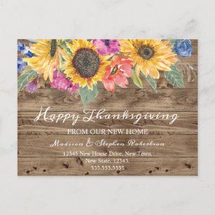 Cartes Pour Fêtes Annuelles Joyeux Thanksgiving Changement d'adresse