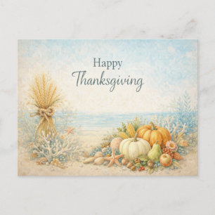 Cartes Pour Fêtes Annuelles Joyeux Thanksgiving d'automne côtier Récolte