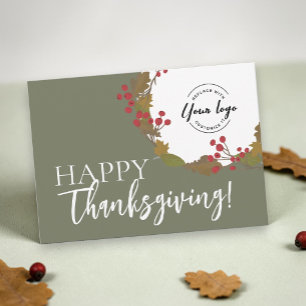 Cartes Pour Fêtes Annuelles Joyeux Thanksgiving Logo d'entreprise personnalisé